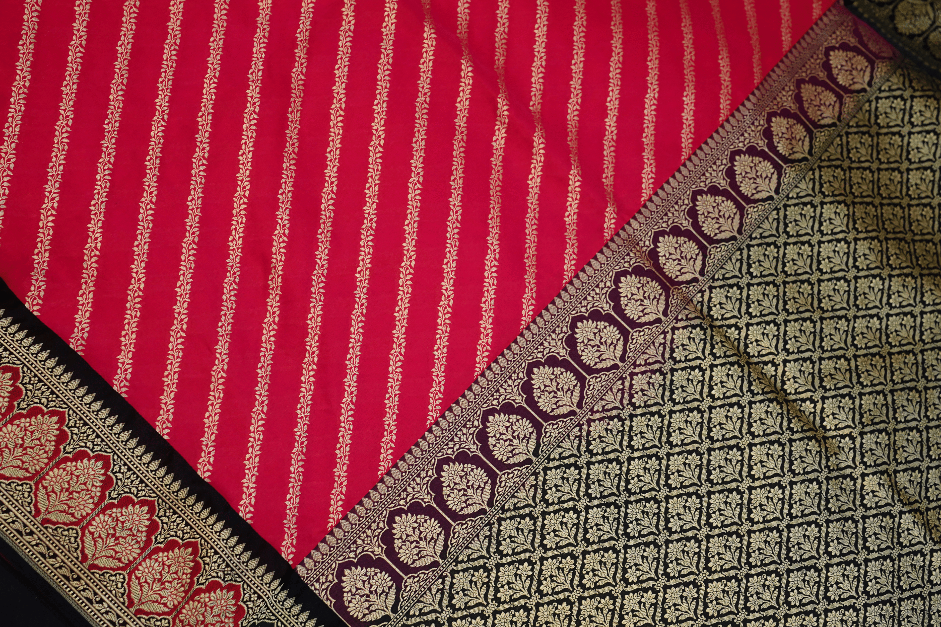 Semi Katan Silk with Alfi Border