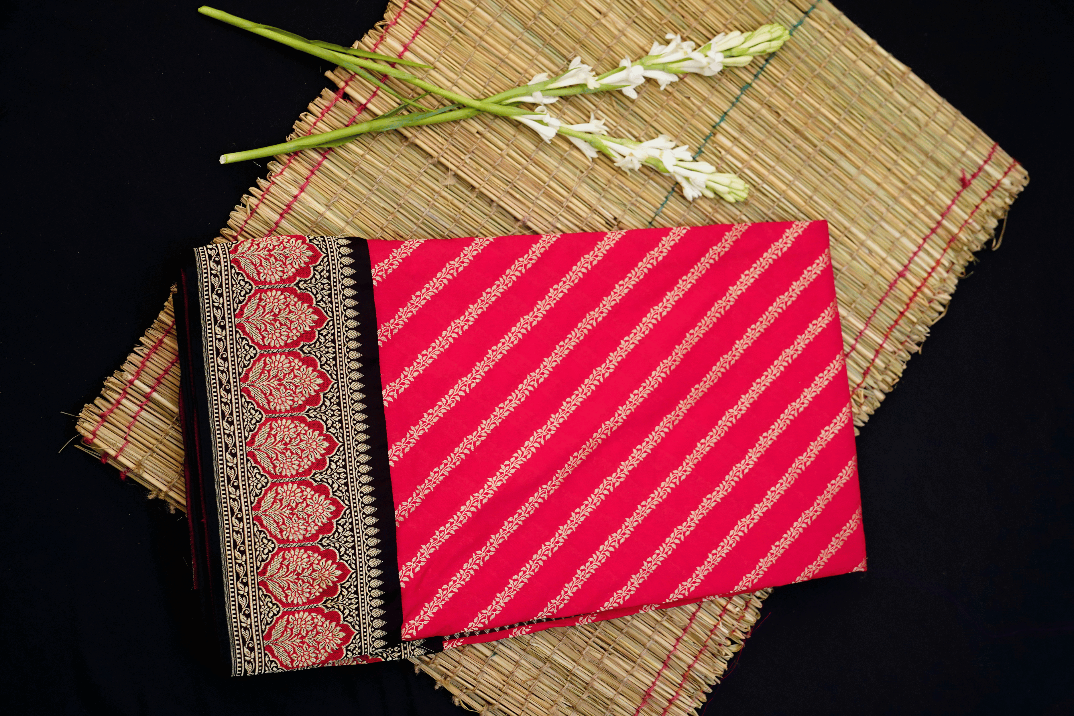 Semi Katan Silk with Alfi Border