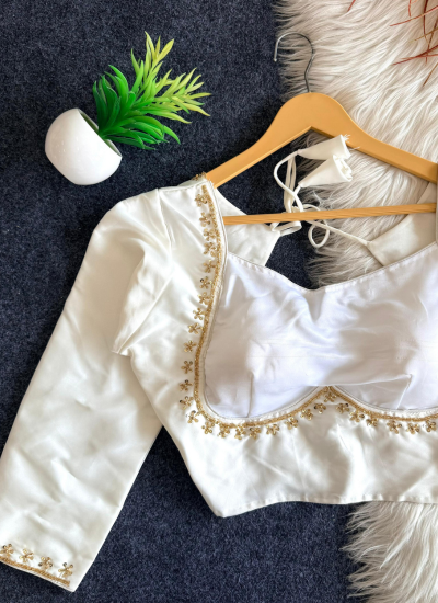 Golden Sequin Work Honey Silk Blouse