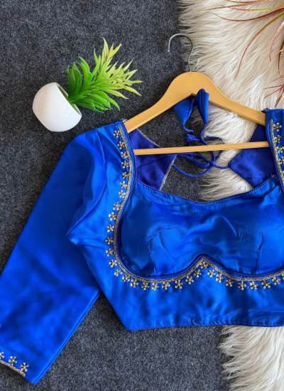 Golden Sequin Work Honey Silk Blouse