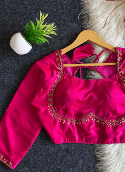 Golden Sequin Work Honey Silk Blouse