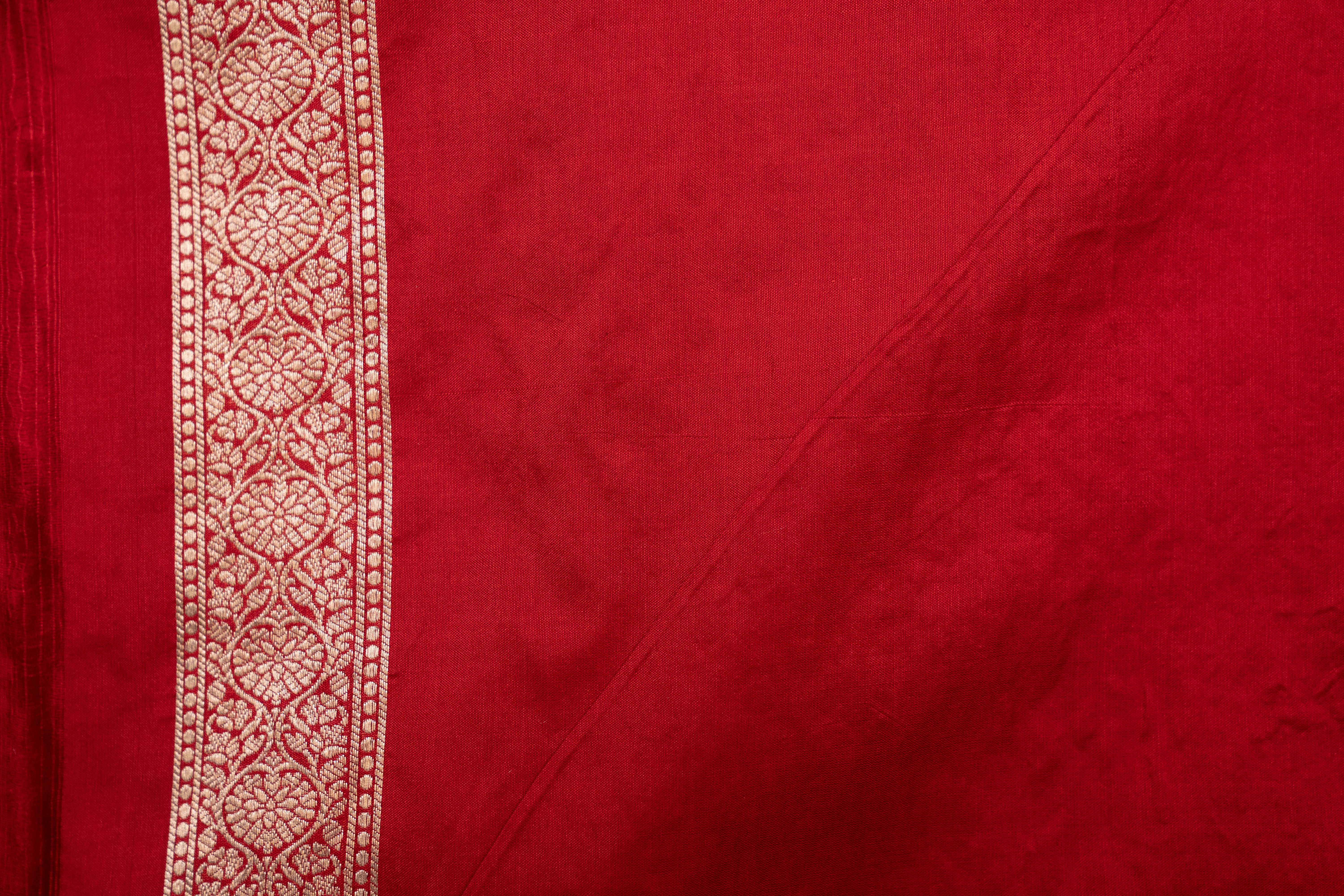 Pure Katan Silk Gold Zari Booti Weave