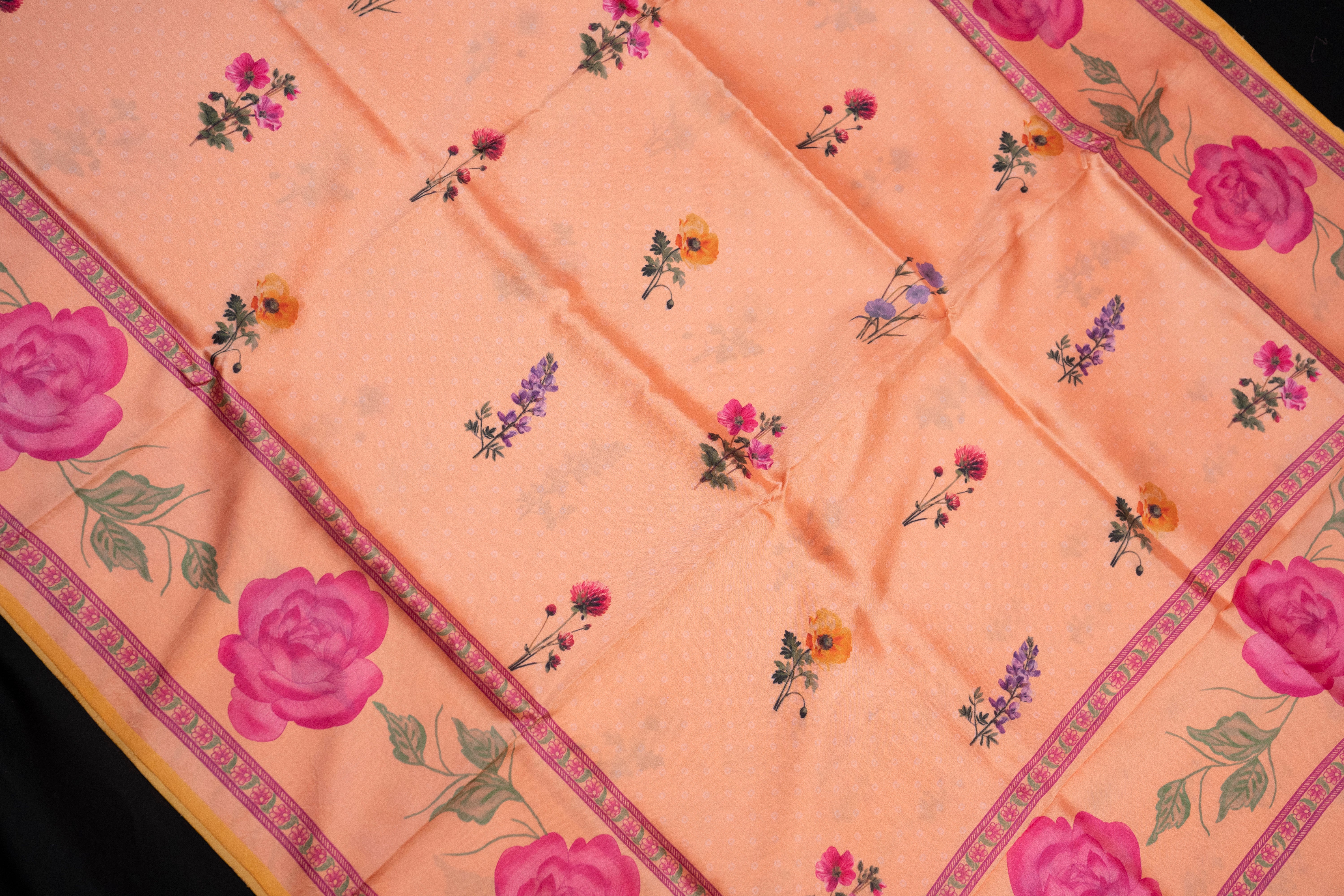 Pure Katan Silk with Floral Digital Print