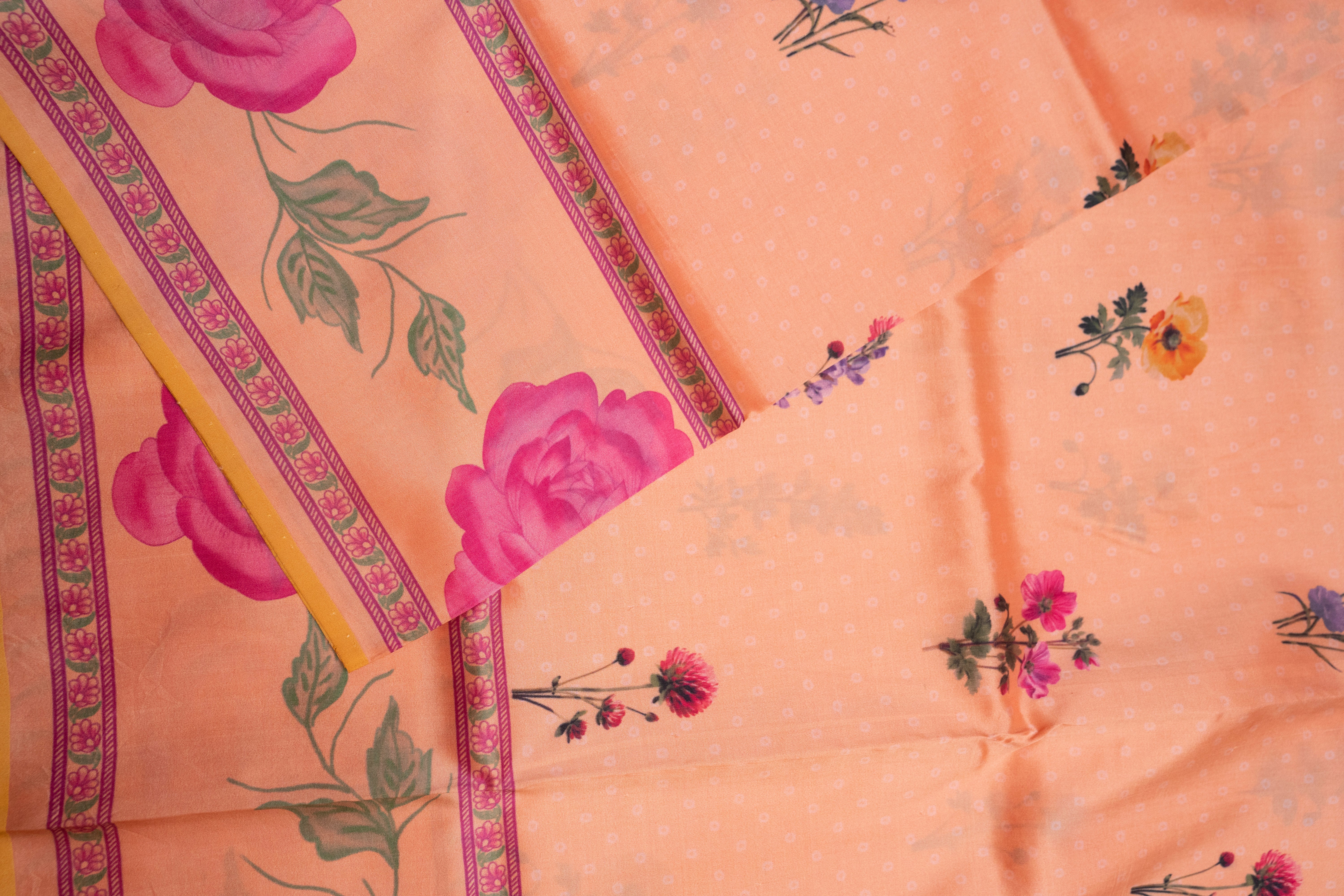 Pure Katan Silk with Floral Digital Print