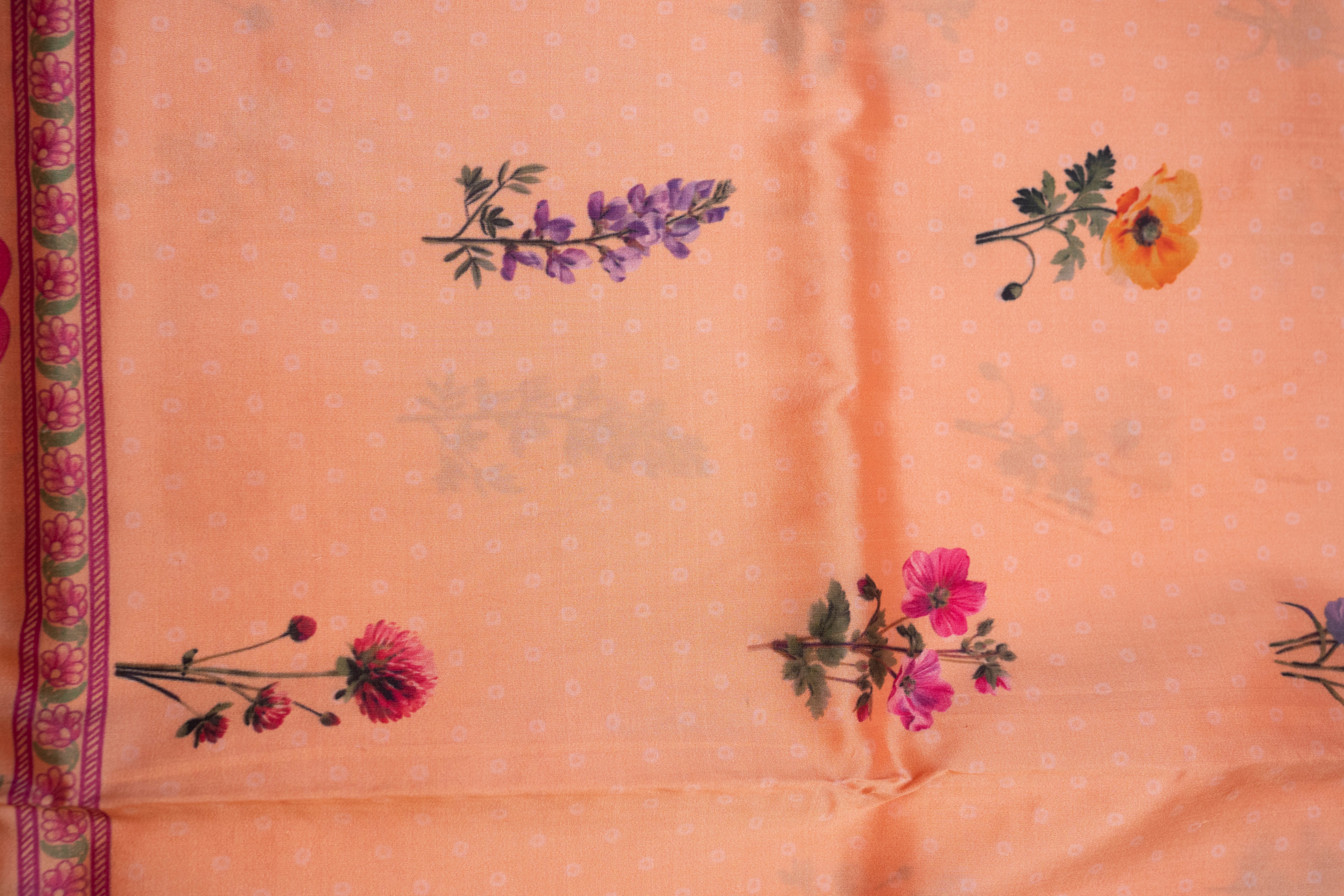 Pure Katan Silk with Floral Digital Print