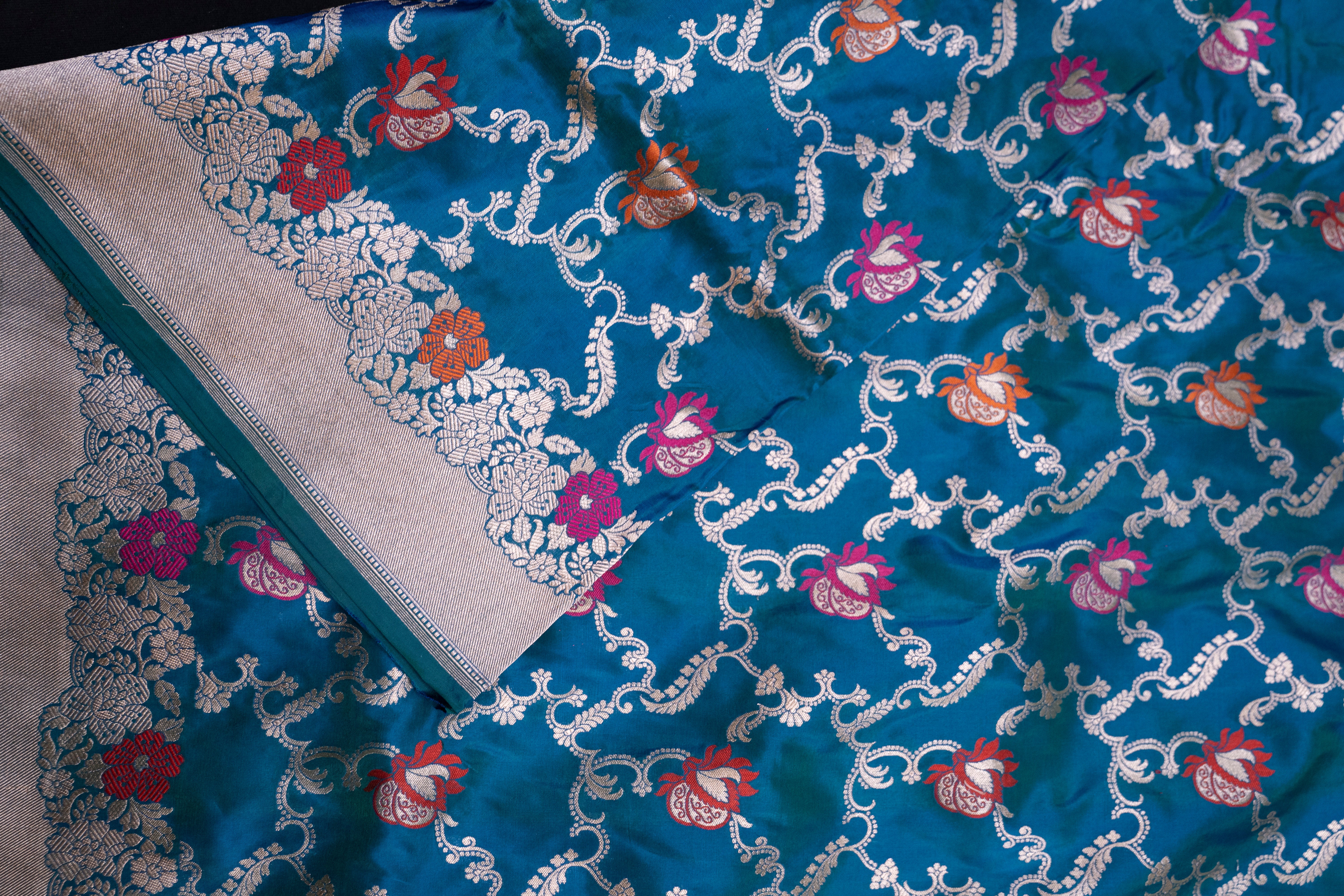 Pure Katan Silk with Gold Zari Motif