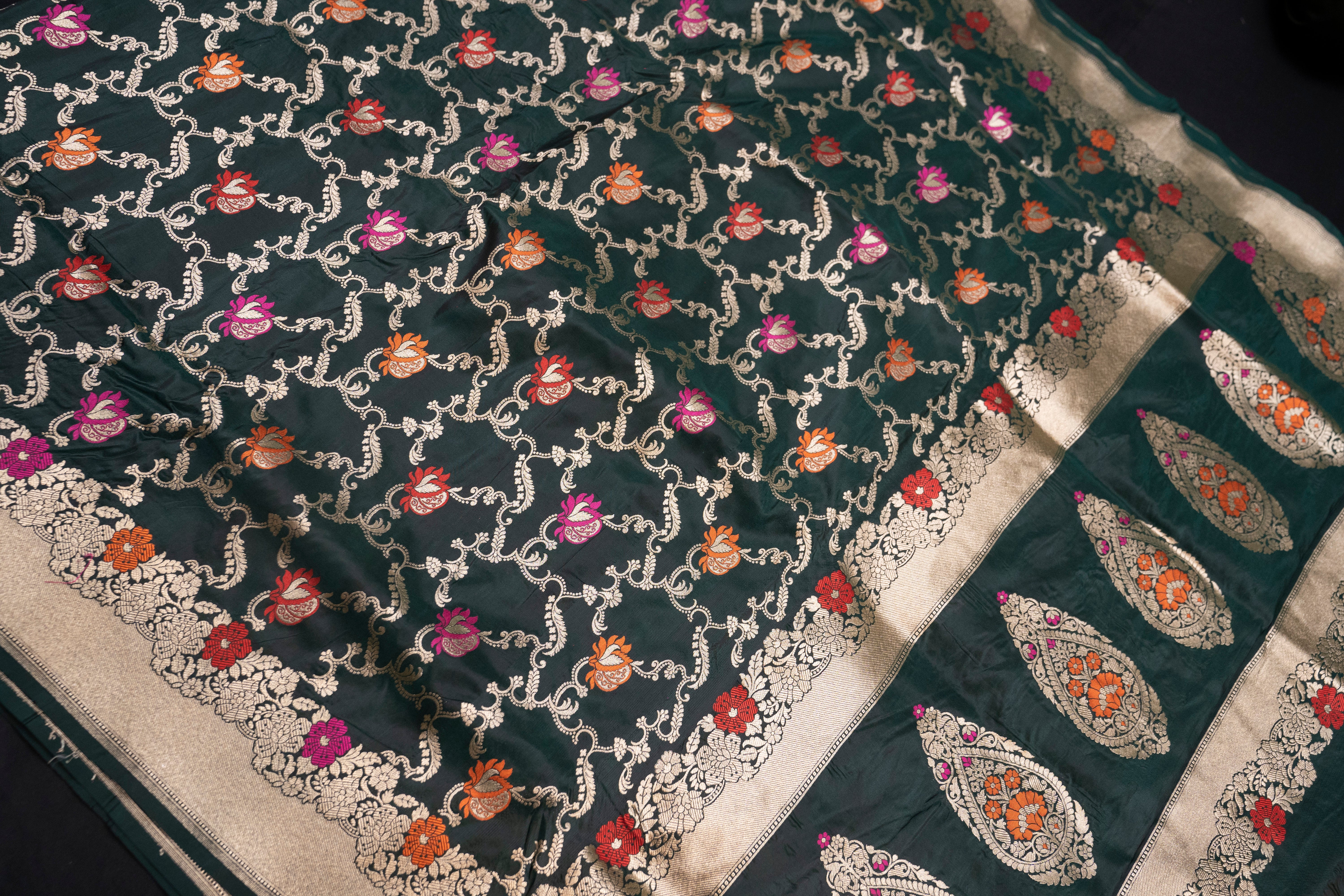 Pure Katan Silk Pauri Work with All Over Gold Zari