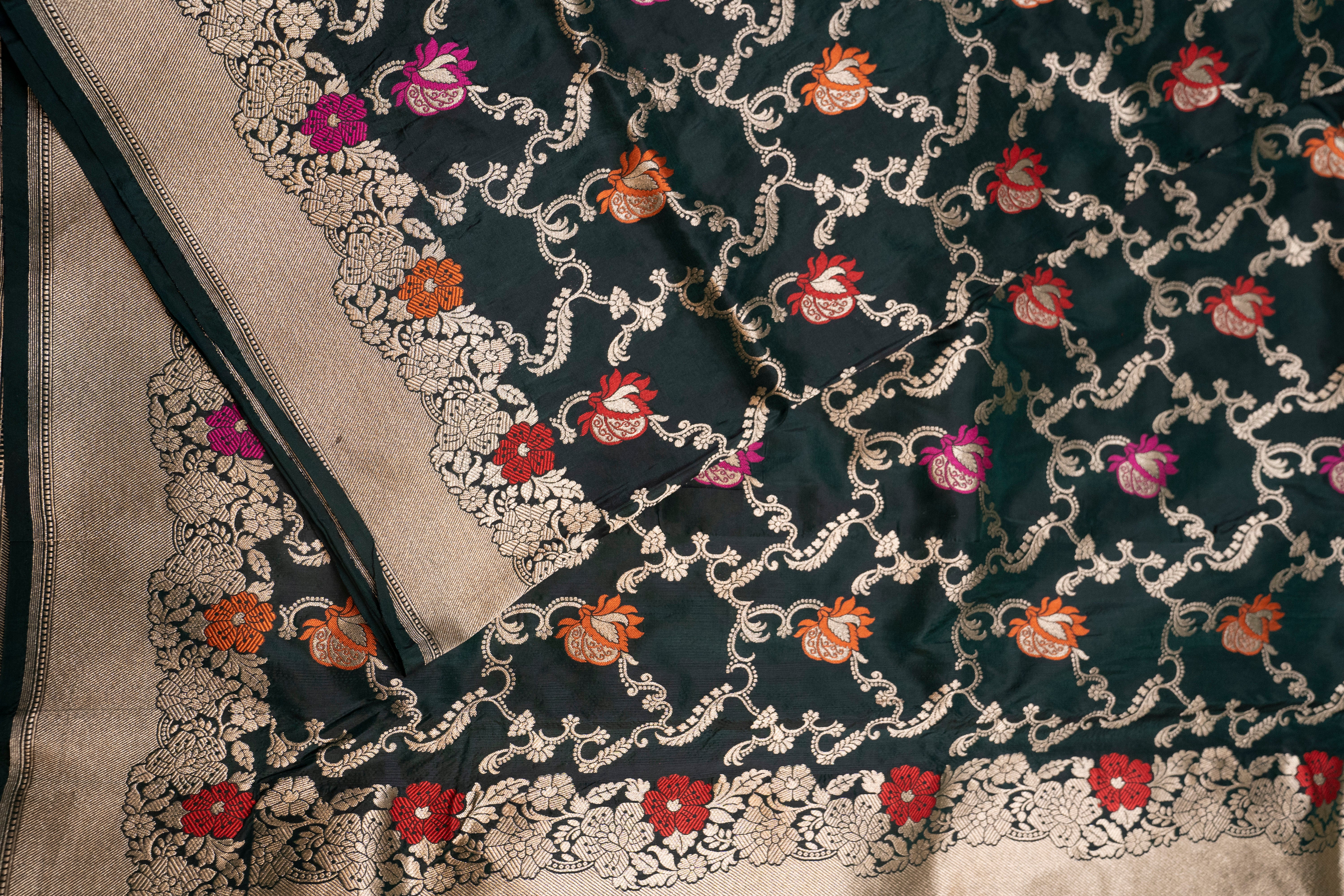 Pure Katan Silk Pauri Work with All Over Gold Zari