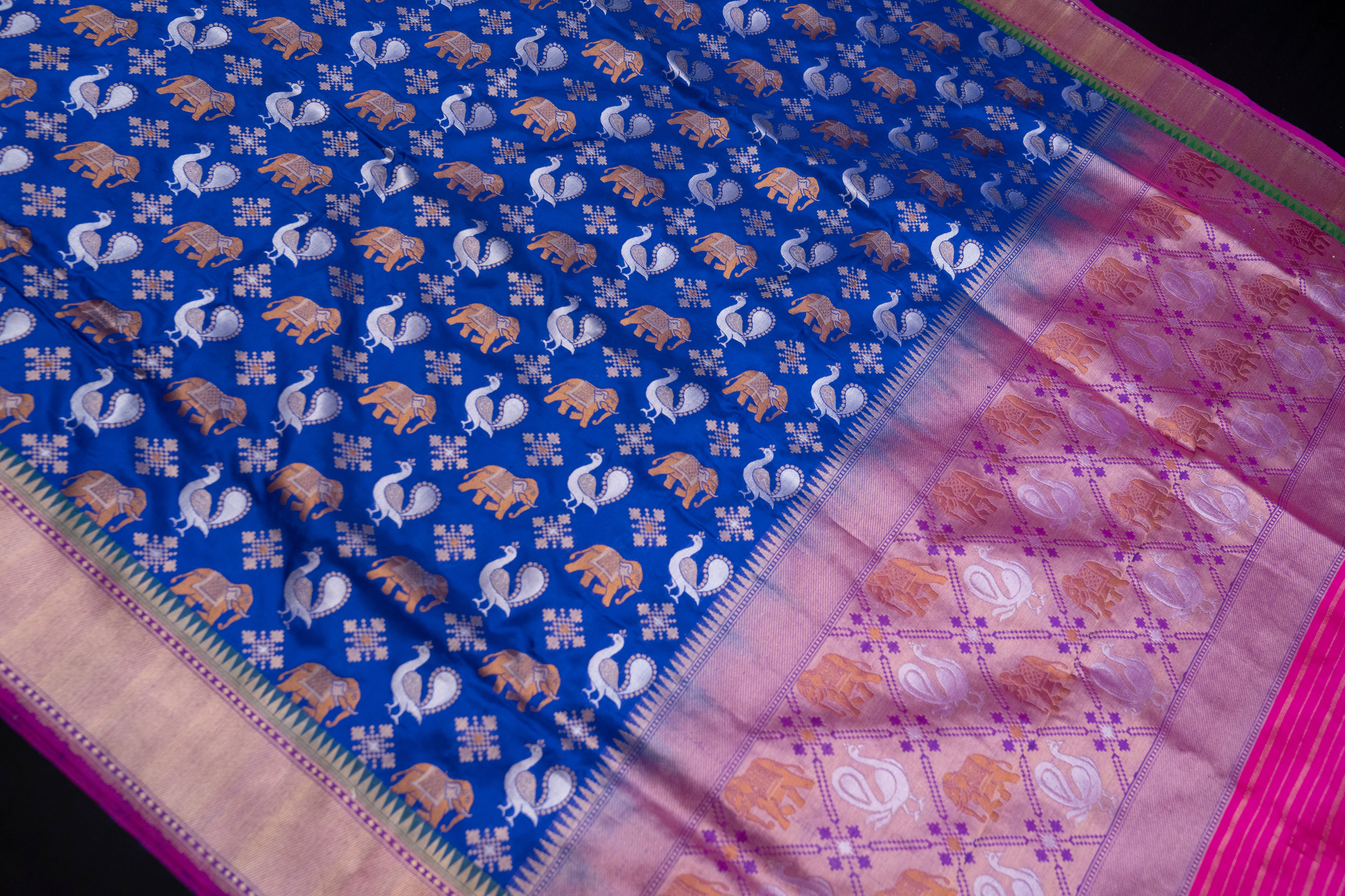 Pure Katan Silk Patola Saree with Animal Motif