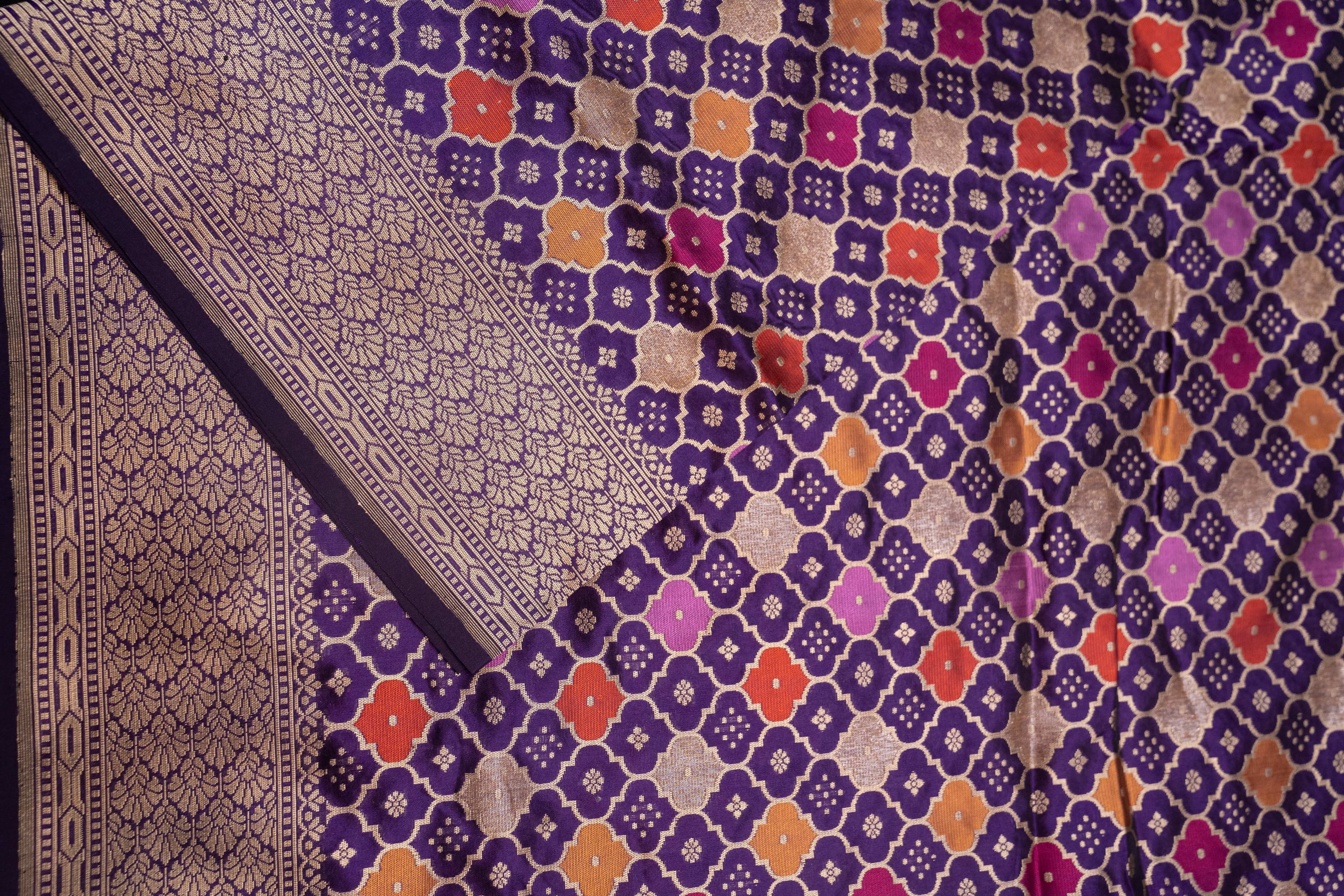 Pure Katan Silk Rankat with Pori Weave