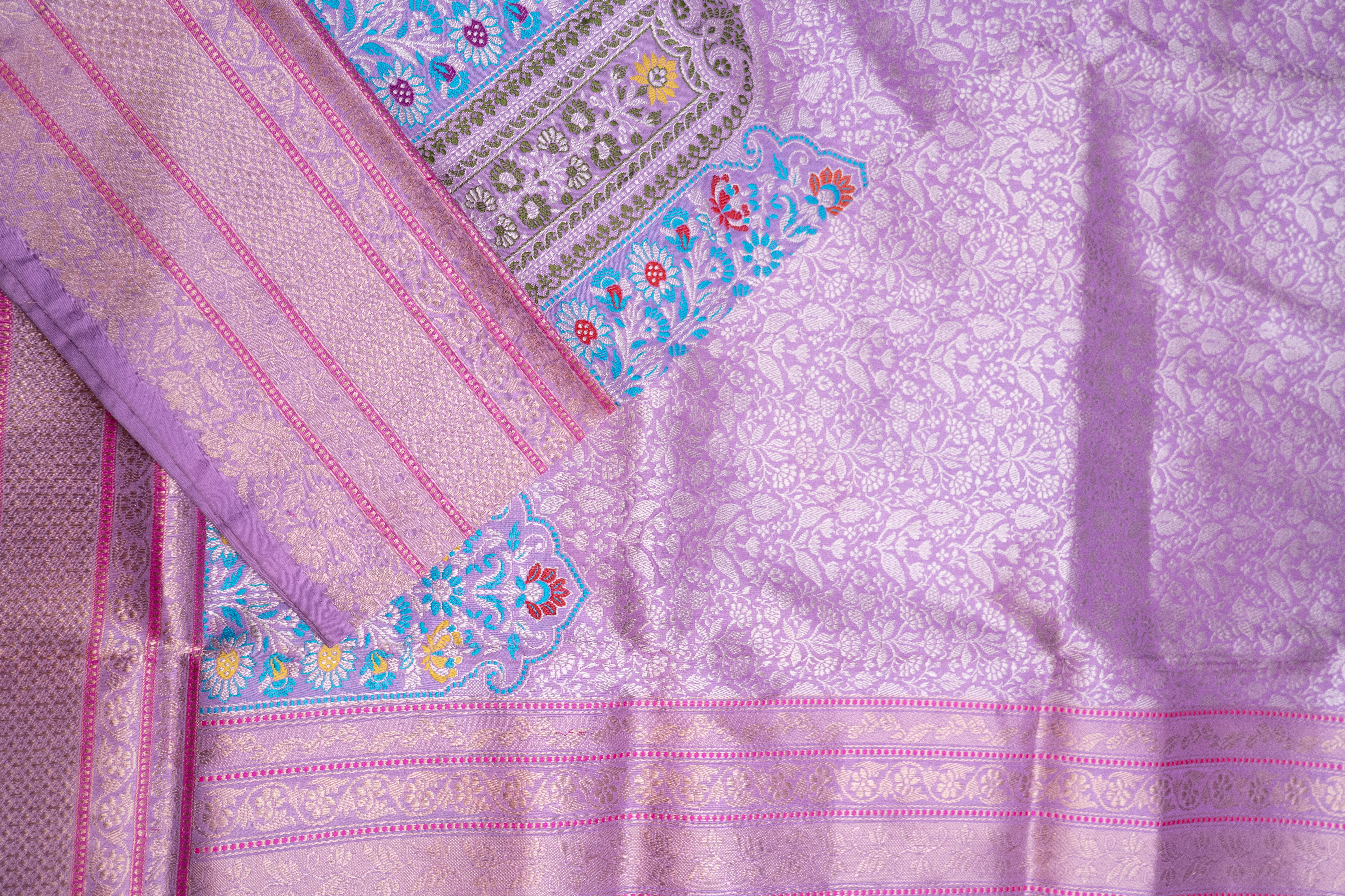 Pure Katan Silk Broken Kanjivaram Weave