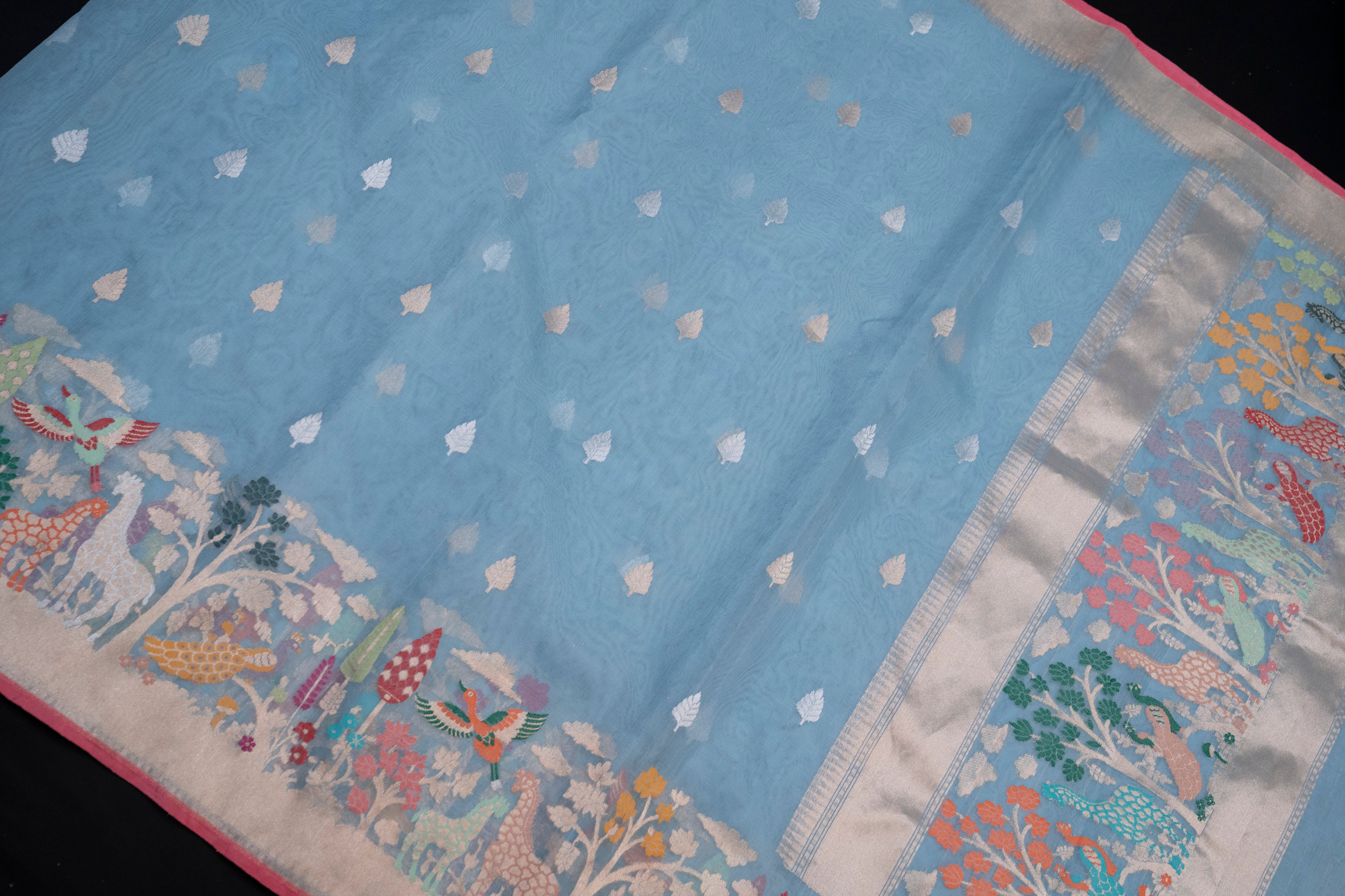 Pure Tissue Silk with Animal Motif Weave