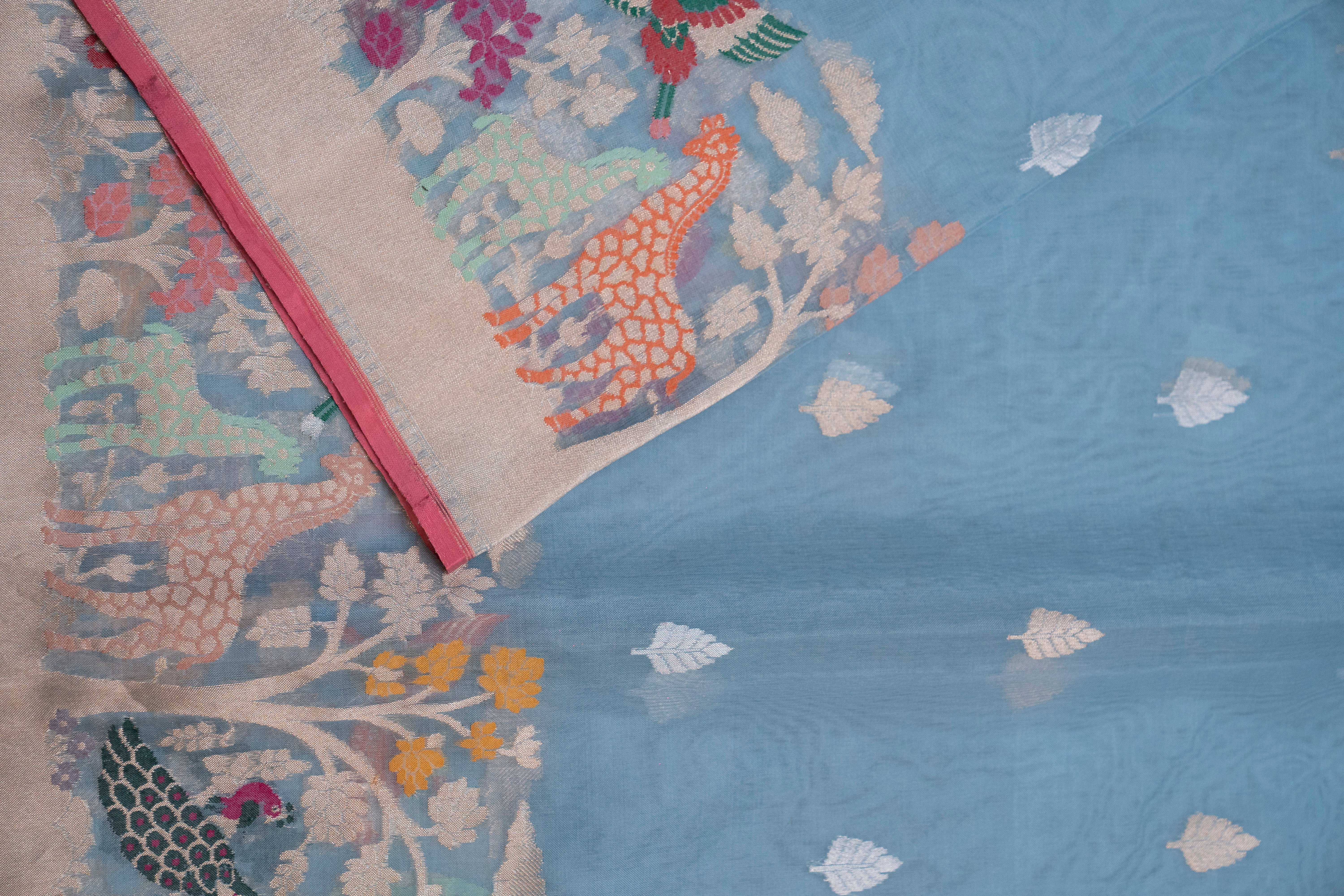 Pure Tissue Silk with Animal Motif Weave