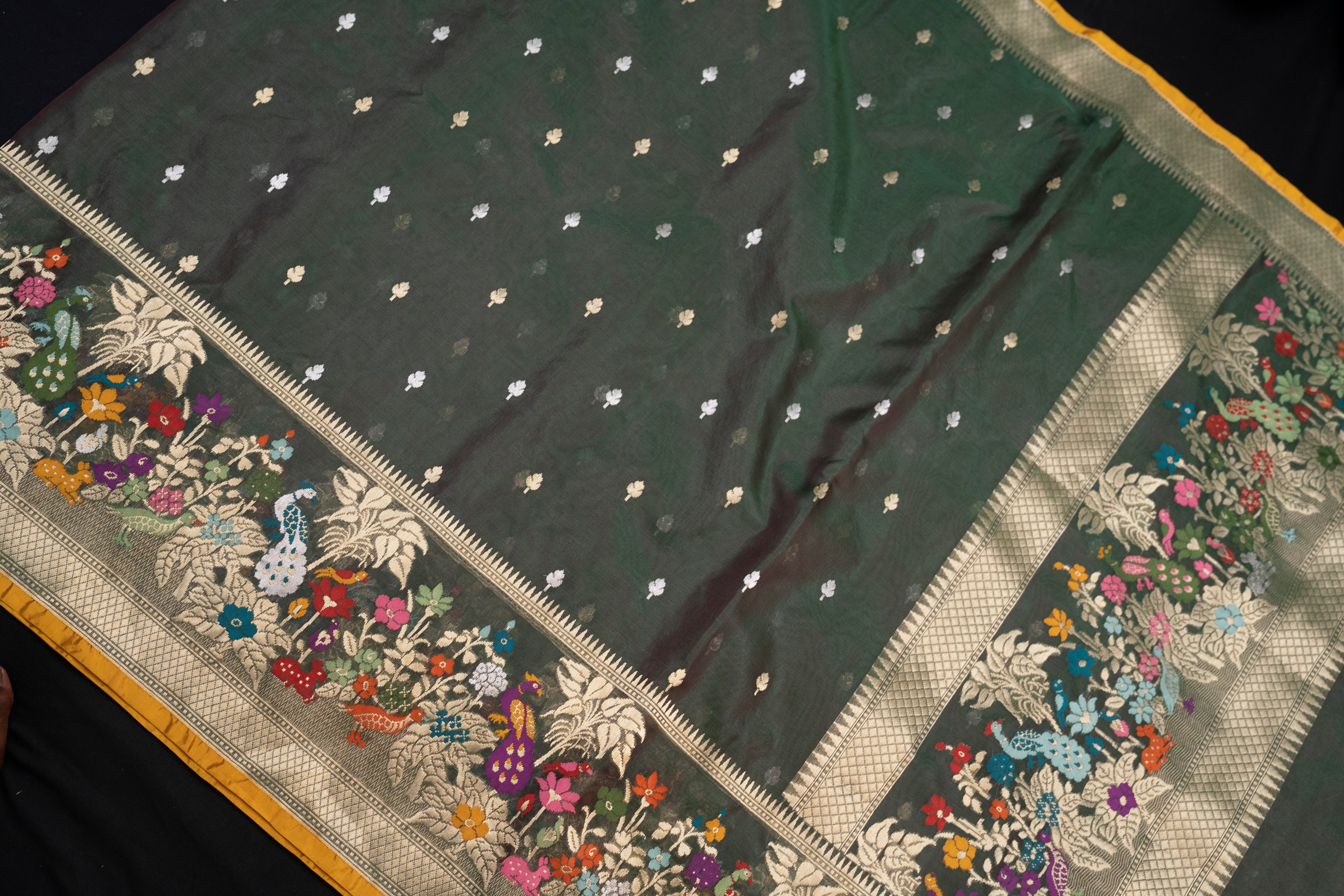 Pure Kora Silk with Paithani Border Weave