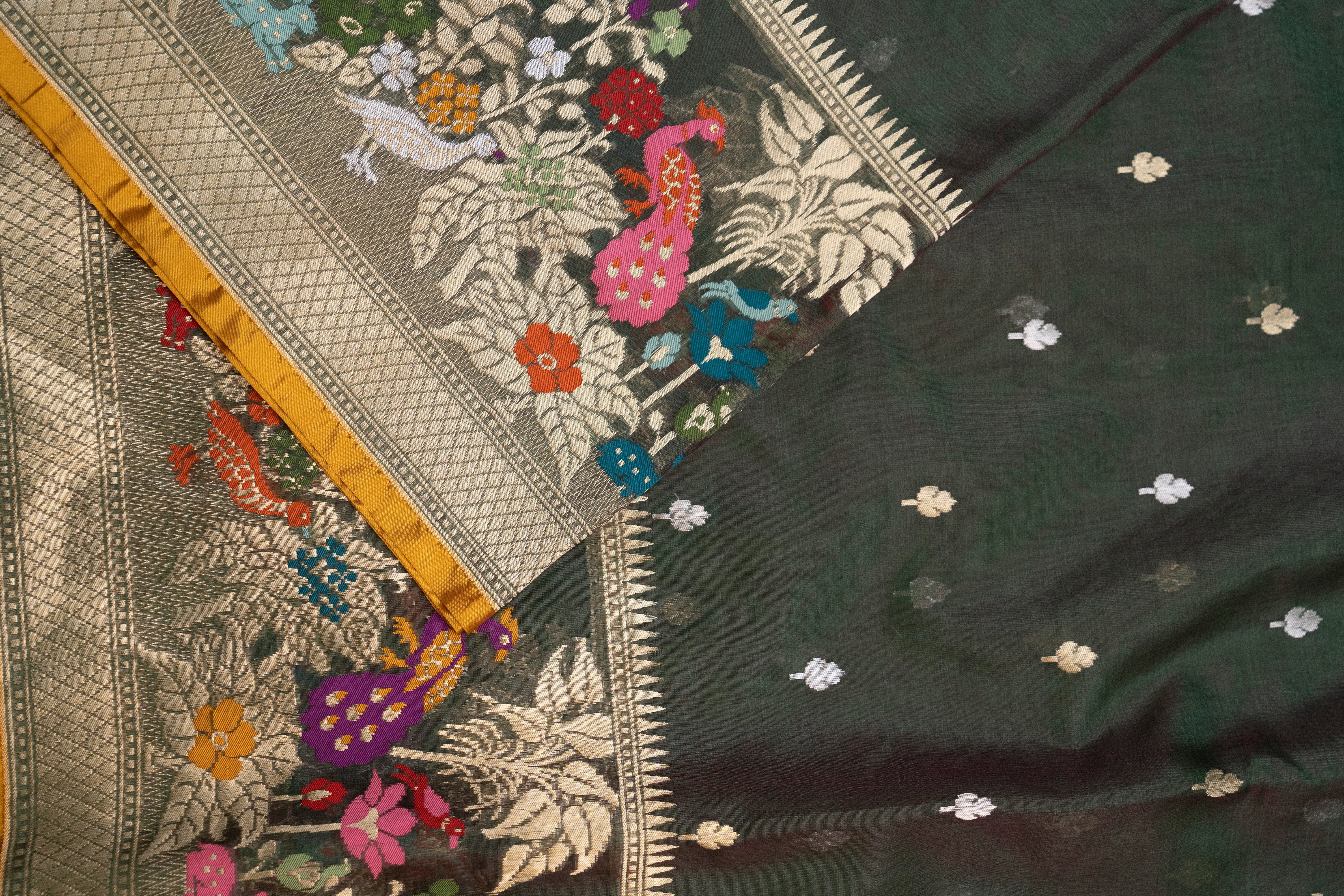 Pure Kora Silk with Paithani Border Weave