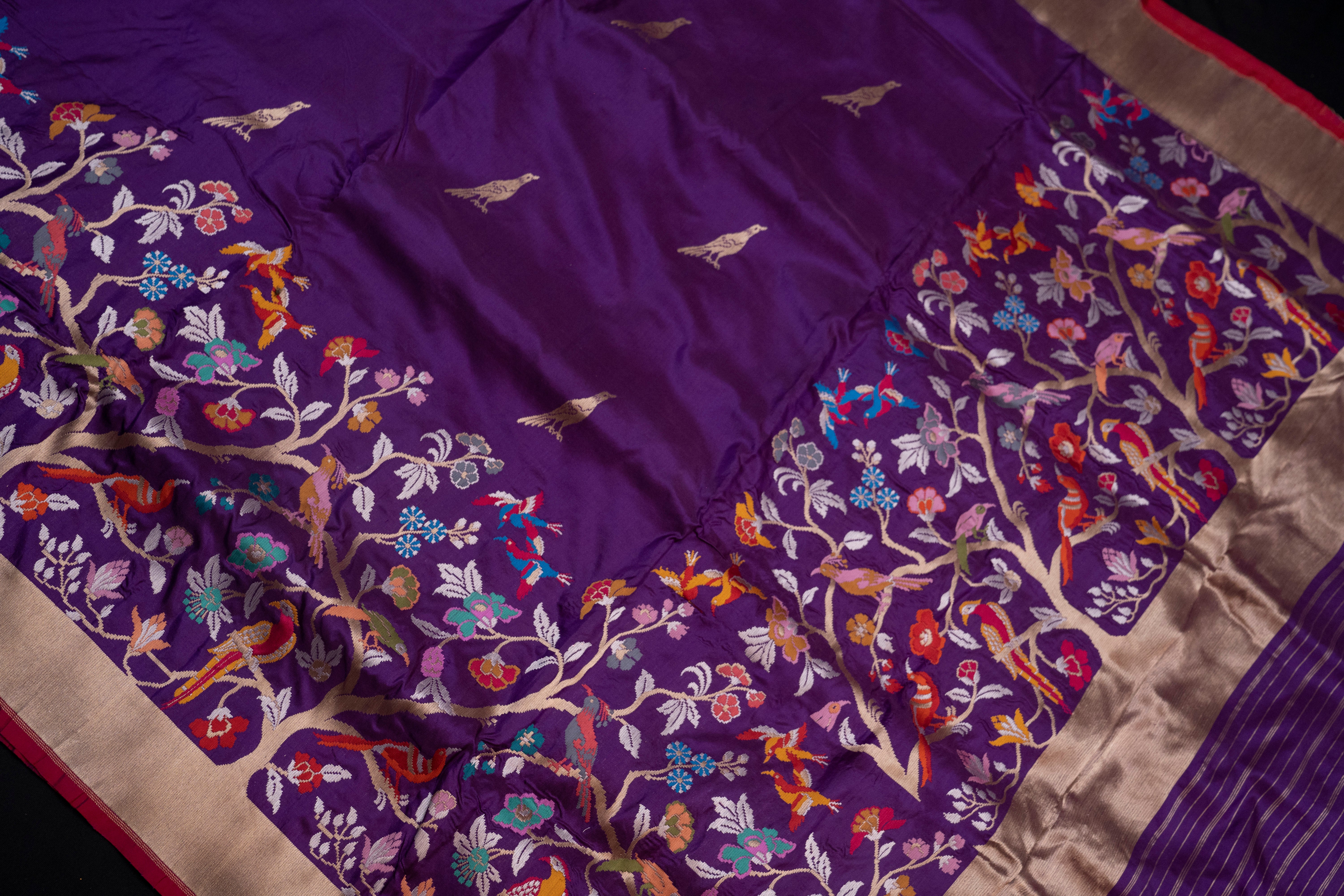 Pure Katan Silk with Resham Minakari Weave